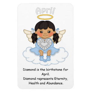 Imán April Birthstone Angel Black Premium Magnet