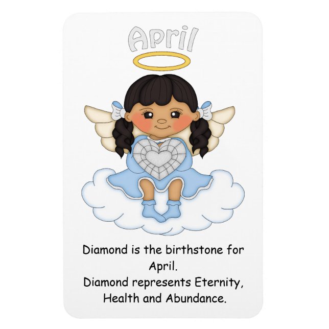 Imán April Birthstone Angel Black Premium Magnet (Vertical)
