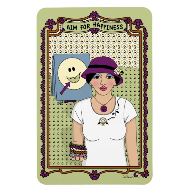 Imán Apuntar A La Felicidad_A_4x6 Refrigerador Magnet (Vertical)