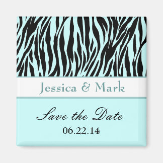 Imán Aqua Black Zebra Save the Date Boda Magnet