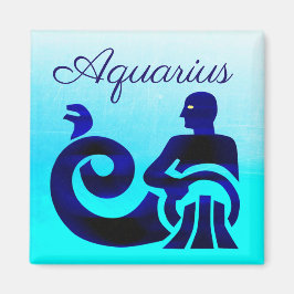 Imán Aqua Blue Zodiac Rótulo Aquarius