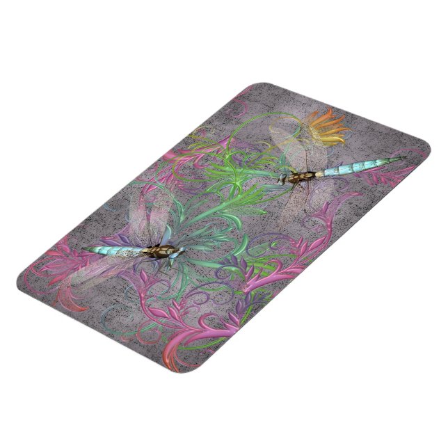 Imán Aqua Dragonfly Rainbow Floral Swirls Magnet (Lado Izquierdo)