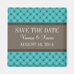 Imán Aqua Fancy Lattice Save the Date Magnet