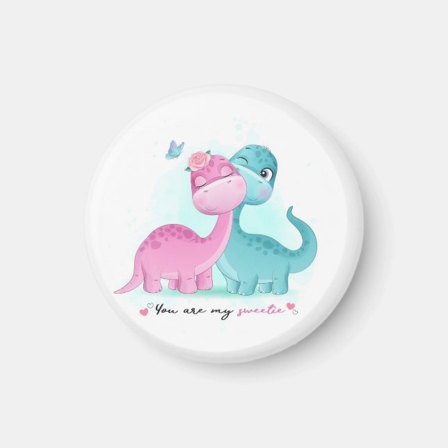 Imán Aqua gemela y dinosaurio rosado (Frente)