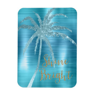 Imán Aqua Glitz Purpurina Tropical Palm Tree