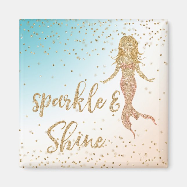 Imán Aqua Gold Mermaid Sparkle Purpurina Confetti (Frente)