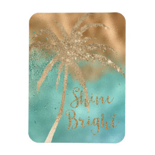 Imán Aqua Gold Palm Tree Shine Bright Purpurina