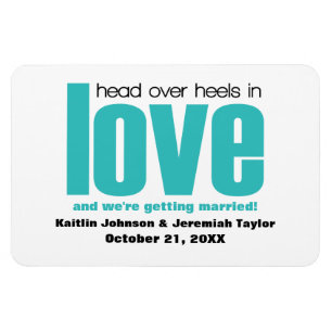 Imán Aqua Head Over Heels Save the Date Magnet