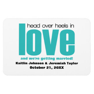 Imán Aqua Head Over Heels Save the Date Magnet