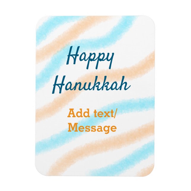 Imán Aqua naranja feliz Hanukkah agregar mensaje de tex (Vertical)