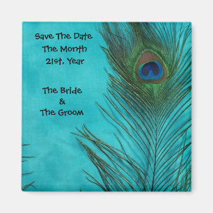 Imán Aqua Peacock Feathers imanes Bodas