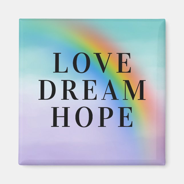 Imán Aqua Purple Rainbow Inspirador Love Dream Hope (Frente)