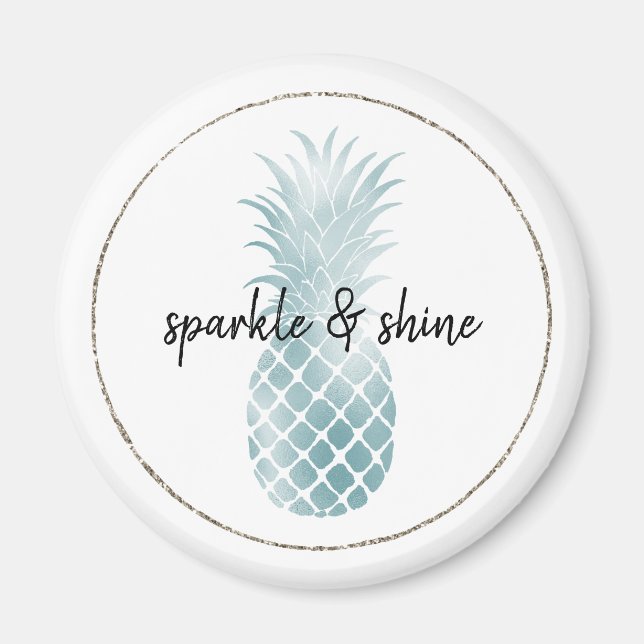 Imán Aqua Silver Glam Glitz Pineapple (Frente)