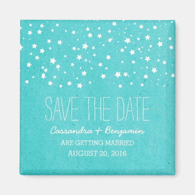 Imán Aqua Starry Night Save the Date Magnet (Frente)