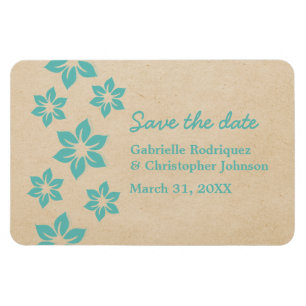 Imán Aqua Tropical Floral Save the Date Magnet