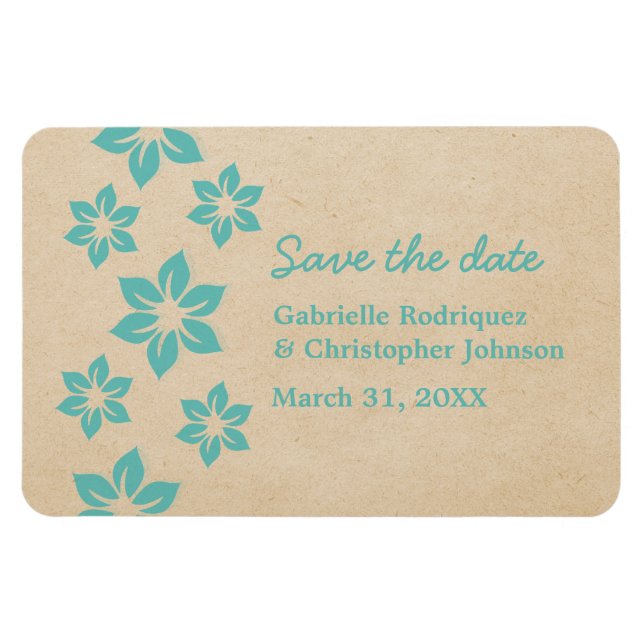 Imán Aqua Tropical Floral Save the Date Magnet (Horizontal)