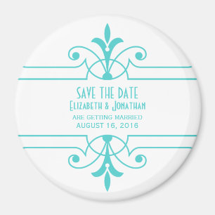 Imán Aqua v2 Fancy Ornamental Save the Date Magnet
