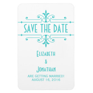 Imán Aqua v2 Fancy Ornamental Save the Date Magnet