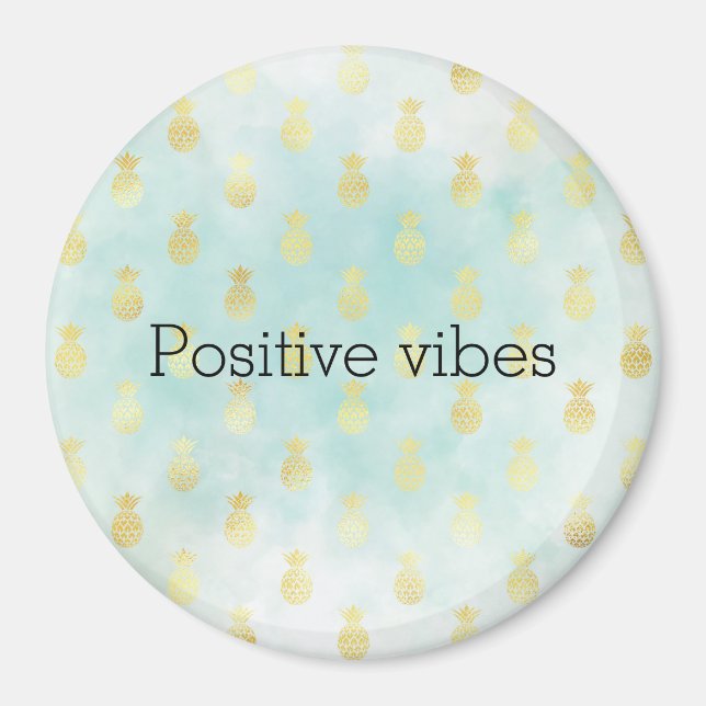 Imán Aqua White Gold Glam Tropical Glam Pineapples (Frente)