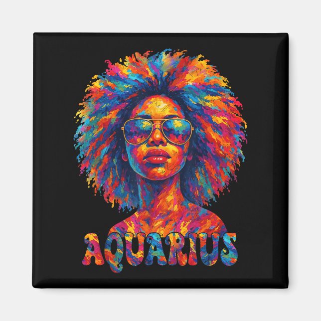 Imán Aquarius Queen Afro Art African American Women Zod (Frente)