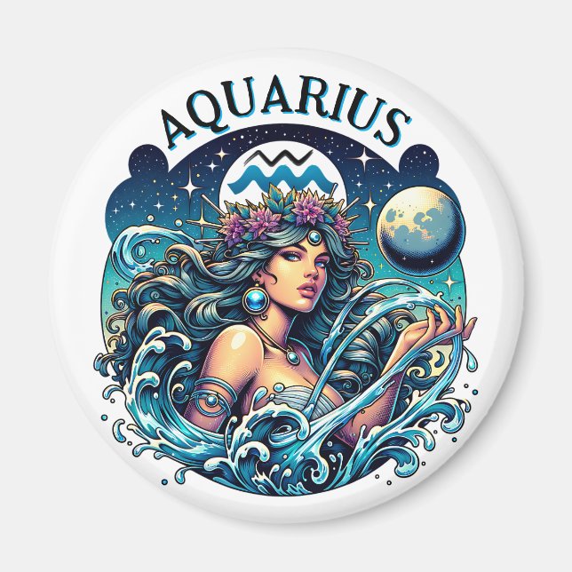 Imán Aquarius Water Bearer Beautiful Woman Astrology  (Frente)