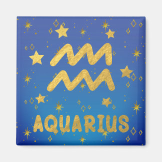 Imán Aquarius Zodiac Blue and Gold Magnet