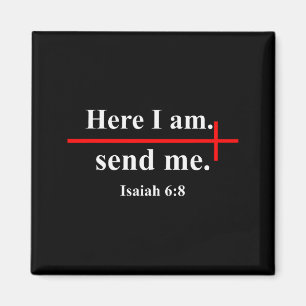 Imán Aquí estoy envíame Isaías 6_8 Cruz Cristiana Bibli