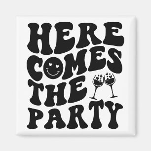 Imán Aquí viene la fiesta de la novia Retro Groovy Desp
