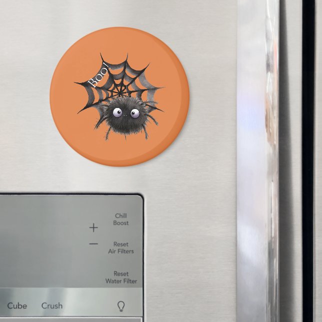 Imán Araña Negra en Telaraña Halloween (In situ (nevera))