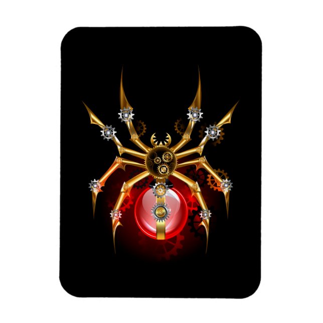 Imán Araña steampunk sobre negro (Vertical)