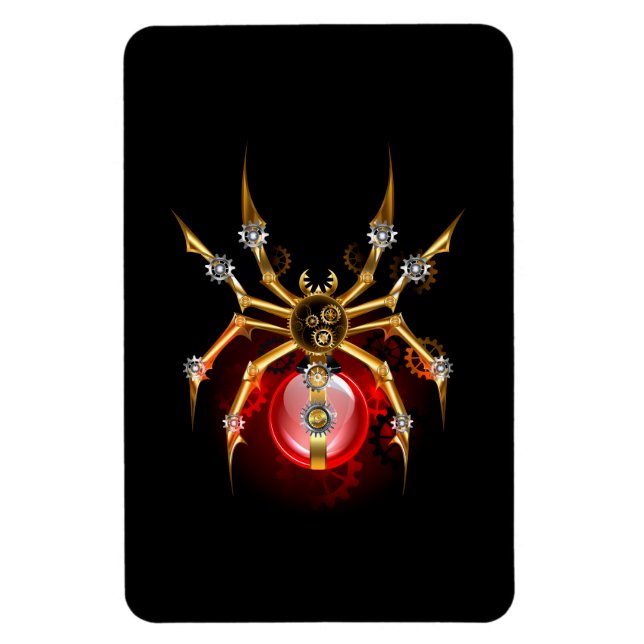 Imán Araña steampunk sobre negro (Vertical)