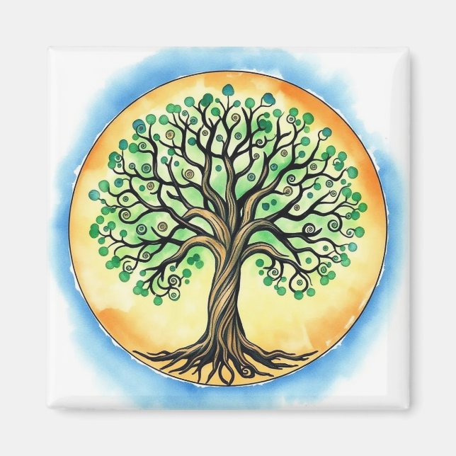 Imán Árbol acuarela de la vida (Frente)