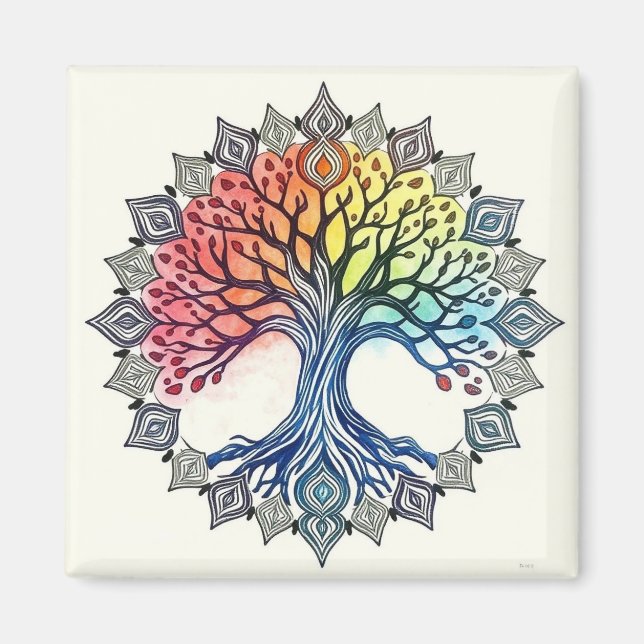 Imán Árbol acuarela de la vida (Frente)