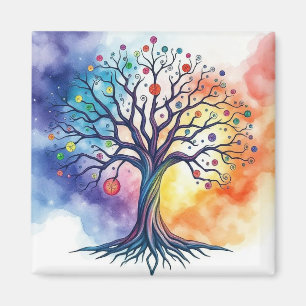 Imán Árbol acuarela de la vida