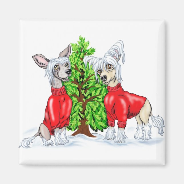 Imán Árbol chino de Navidad reposado (Frente)