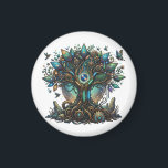 Imán Árbol Cibernético de la Vida Cosmic Steampunk<br><div class="desc">Una fascinante ilustración digital de un Árbol Cibernético de la Vida, que combina el crecimiento orgánico con maquinaria futurista. Este diseño cuenta con circuitos brillantes, engranajes mecánicos y hojas etéreas, con un núcleo de galaxia cósmica en su centro. Rodeado de colibríes y mariposas metálicas, simboliza la armonía entre la naturaleza...</div>