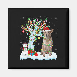 Imán Árbol de alumbrado navideño Santa Hat Perro de gan