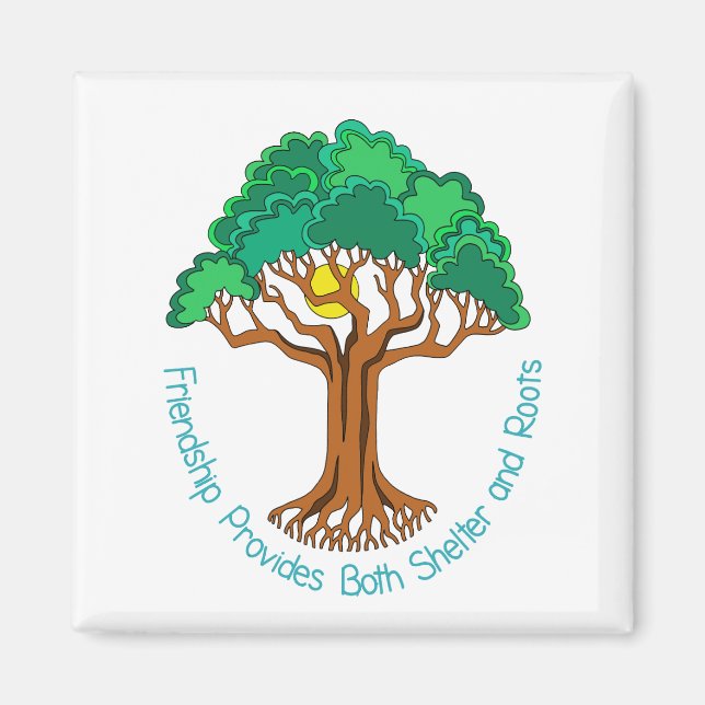 Imán Árbol de amistad brinda refugio y raíces (Frente)