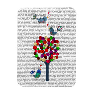 Imán Árbol de botones y pájaros azules