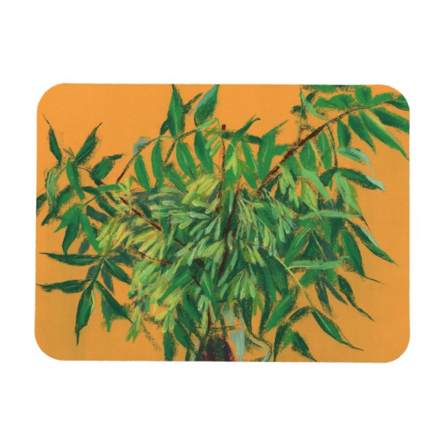 Imán Árbol de ceniza, verde verde amarillo veraniego ar (Horizontal)