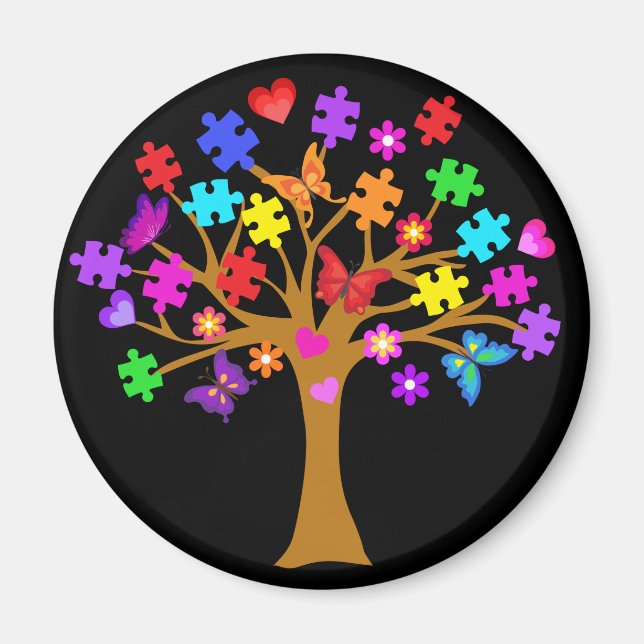 Imán Árbol de conciencia del autismo (Frente)
