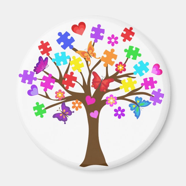Imán Árbol de conciencia del autismo (Frente)