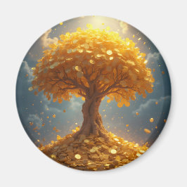 Imán árbol de dinero dorado monedas de oro