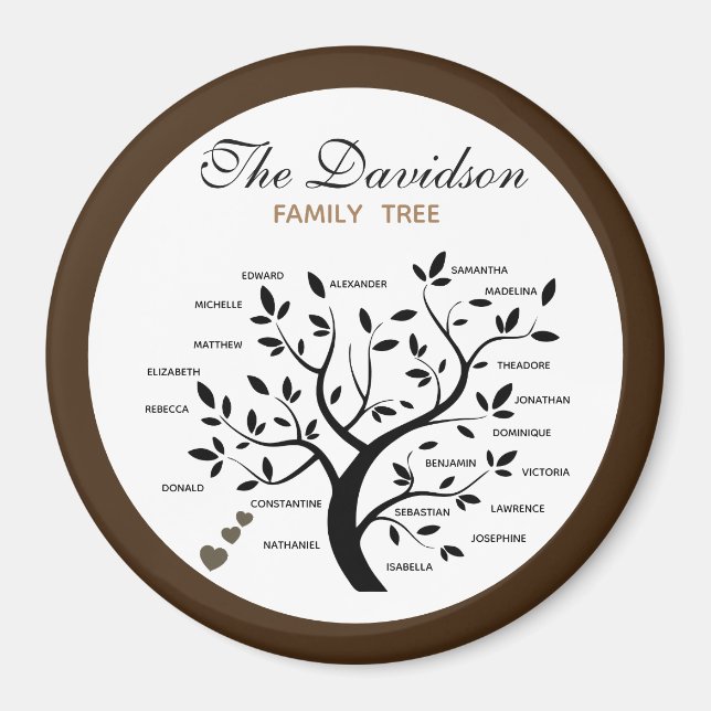 Imán Árbol de familia grande personalizado (20 nombres) (Frente)