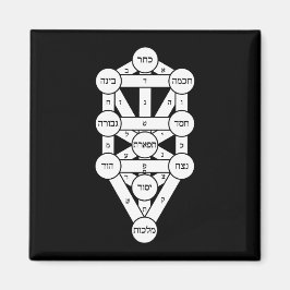 Imán Árbol de la Vida de Kircher en hebreo sobre negro
