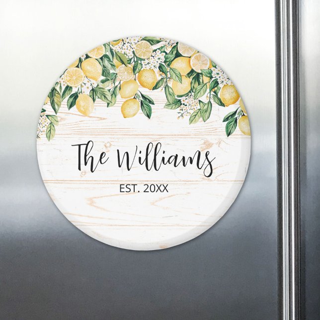 Imán Árbol de Limón Amarillo Monogramado Madera Blanca (In situ)