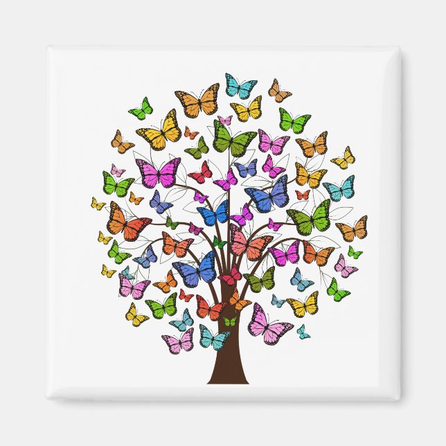 Imán Árbol de mariposa de colores vivos (Frente)