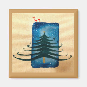Imán Árbol de Navidad 5.1 Cm Reflejo Cuadrado