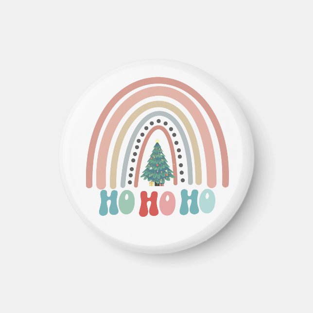 Imán árbol de Navidad arcoíris con hohoho  (Frente)