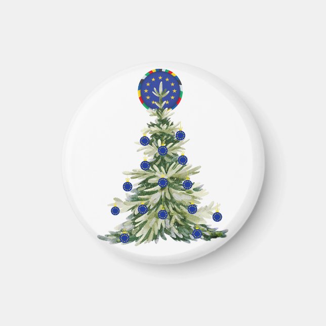 Imán Árbol de Navidad - Bandera de la Unión Europea | E (Frente)